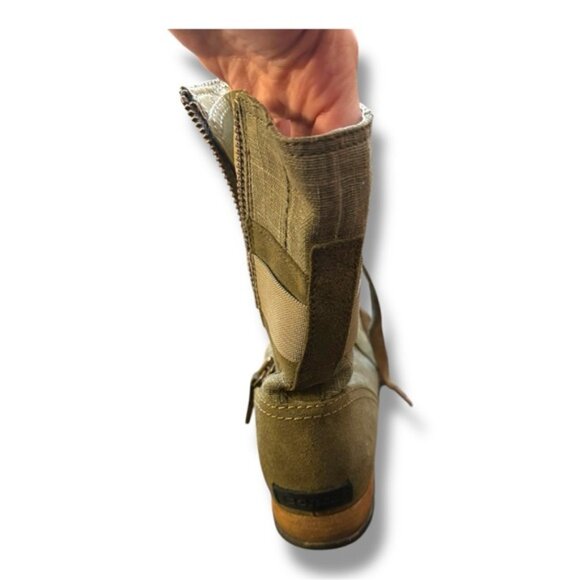 Women’s 9 Sorel Major Carly Olive Green Combat Boot Zip Up - Picture 6 of 13
